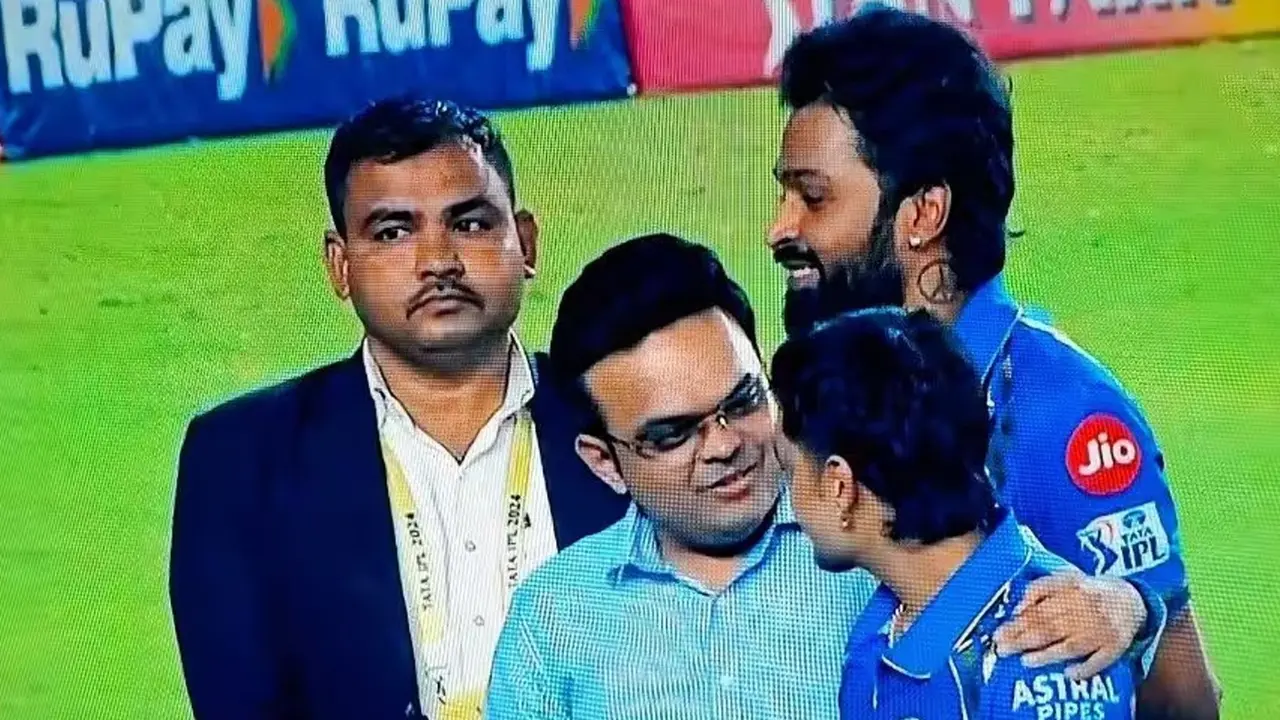 Jay Shah has lengthy chat with Ishan Kishan after BCCI contract snub, Hardik smiles in background Jay Shah and Ishan Kishan