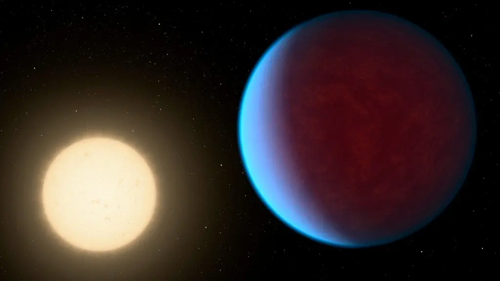 A Scorching, Rocky Planet Twice Earth's Size Has a Thick Atmosphere, Scientists Say This illustration provided by NASA in 2017 depicts the planet 55 Cancri e, right, orbiting its star.