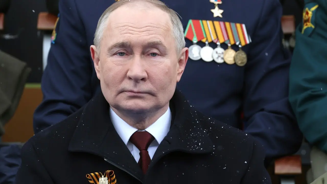 Russia Celebrates Victory in World War II as Putin Accuses the West of Fueling Global Conflicts President Vladimir Putin sits during the Victory Day military parade in Moscow, Russia, Thursday, May 9, 2024, marking the 79th anniversary of the end of World War II.