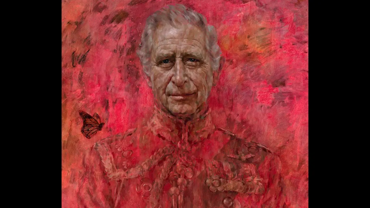 King Charles III Unveils His First Official Portrait Since His Coronation This undated photo issued on Tuesday May 14, 2024 by Buckingham Palace of artist Jonathan Yeo's oil on canvas portrait of Britain's King Charles III.