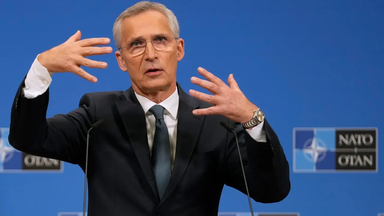 Record Number of NATO Allies Hit Defense Spending Target During War in Ukraine NATO Secretary General Jens Stoltenberg addresses a media conference after a meeting of NATO defense ministers at NATO headquarters in Brussels, June 14, 2024.