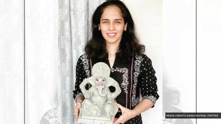Saina Nehwal welcomes Lord Ganesha into her house with "high spirits" Saina Nehwal