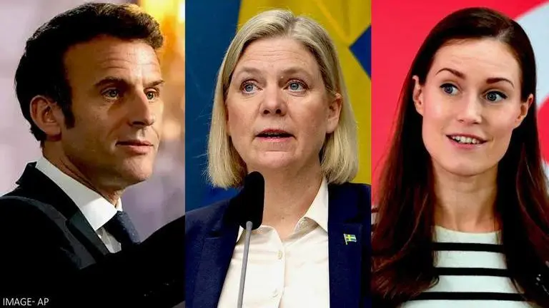 France's President Emmanuel Macron signs NATO membership protocols for Finland and Sweden Macron