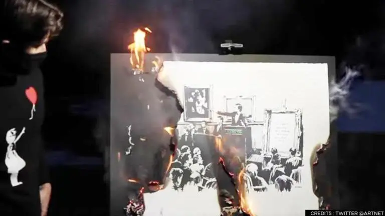 Banksy artwork burned and turned into digital art by crypto fans; sold as NFT for $380K Banksy