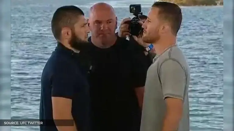 Justin Gaethje discards interim lightweight title during UFC 254 photoshoot with Khabib Justin Gaethje