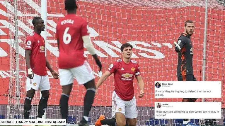 Man United fans ask if 'Cavani can play centre-back' after Maguire's defensive horror show Man United