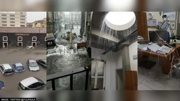 Massive Flash Flooding in Italian city Catania turns roads into rivers Italy