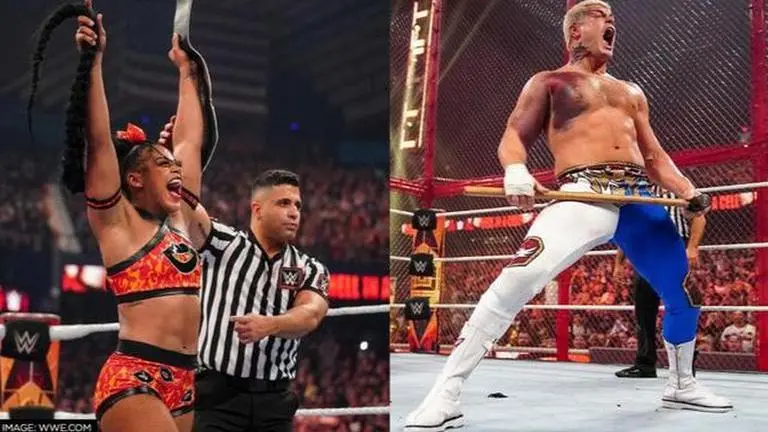 WWE Hell in a Cell Results: Rhodes battles injury to beat Rollins, Belair retains title WWE Hell in a Cell results