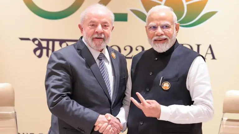 Prime Minister Narendra Modi and Brazilian President Luiz Inacio Lula da Silva