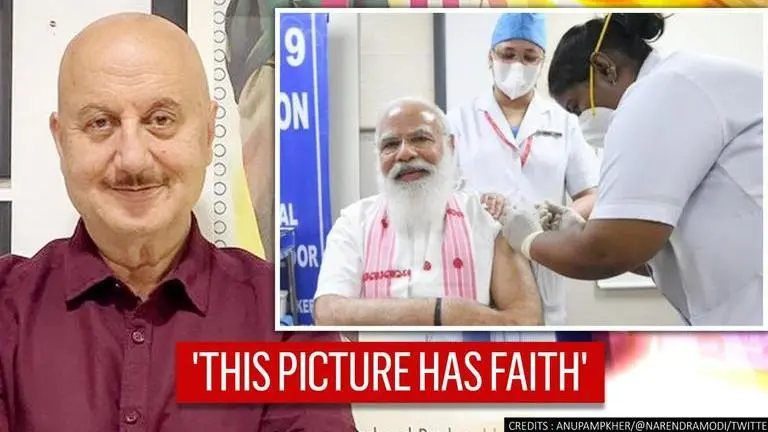 Anupam Kher hails PM Modi for getting vaccine jab, calls it 'tight slap on some faces' Anupam Kher hails PM Modi's first vaccine jab, calls it 'tight slap on some special faces'