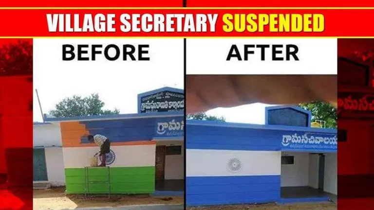 Government suspends village secretary over Andhra Pradesh flag row Government