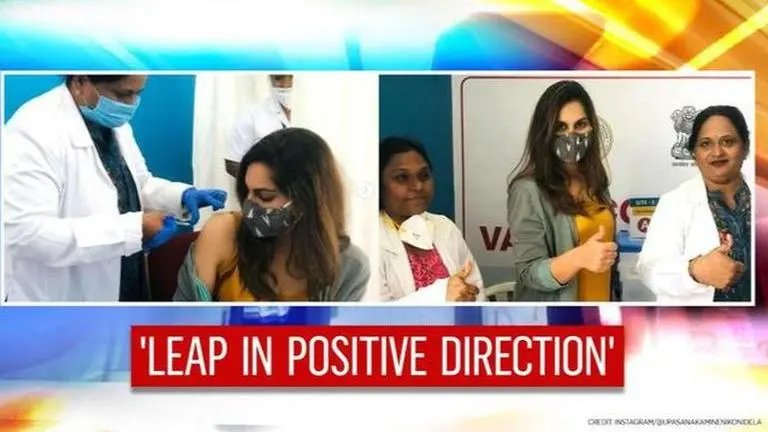 Ram Charan's wife Upasana receives COVID-19 vaccine; shares feeling, message for followers Ram Charan's wife Upasana receives COVID-19 vaccine, shares feeling, message for followers