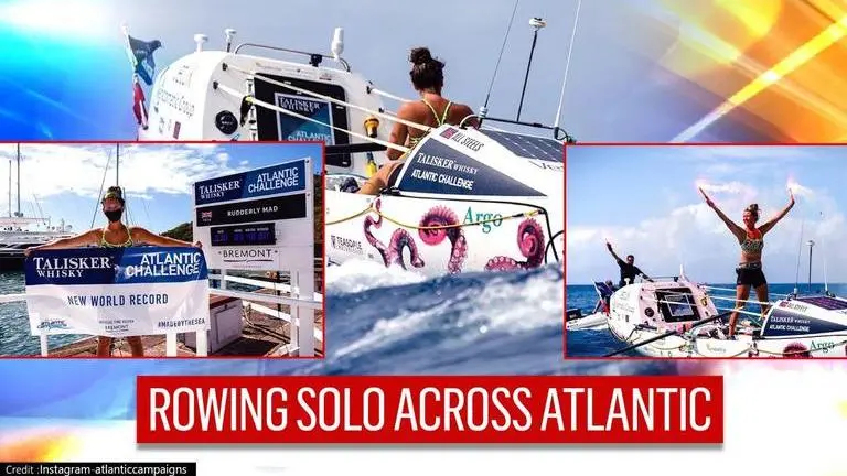 Woman rows solo across Atlantic sets a new record, read details Woman
