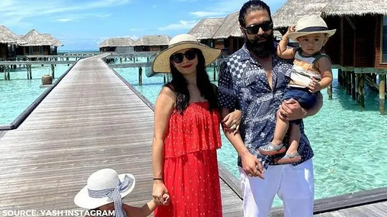 KGF's Yash enjoys vacation with his kids; says 'Water and sand never gave me so much fun' KGF's Yash