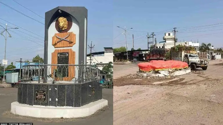 Illegal monument of Tipu Sultan before and after demolition