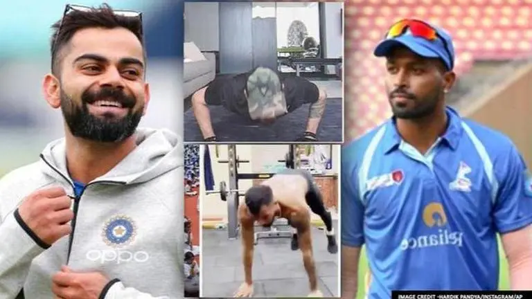 Virat Kohli takes up Hardik Pandya's 'fly push ups' challenge, adds a 'little' twist Virat Kohli