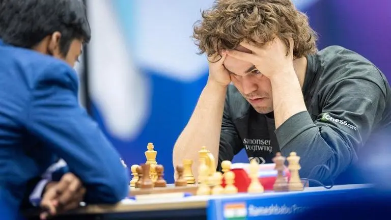 India's Praggnanandhaa again frustrates World No.1 Magnus Carlsen in thrilling chess match Praggnanandhaa