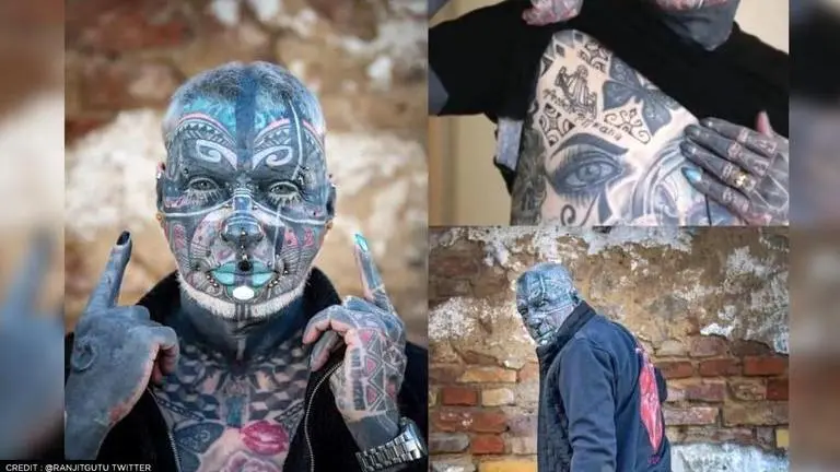 72-year-old man is Germany's most tattooed person with 98% body covered in ink most tattooed person