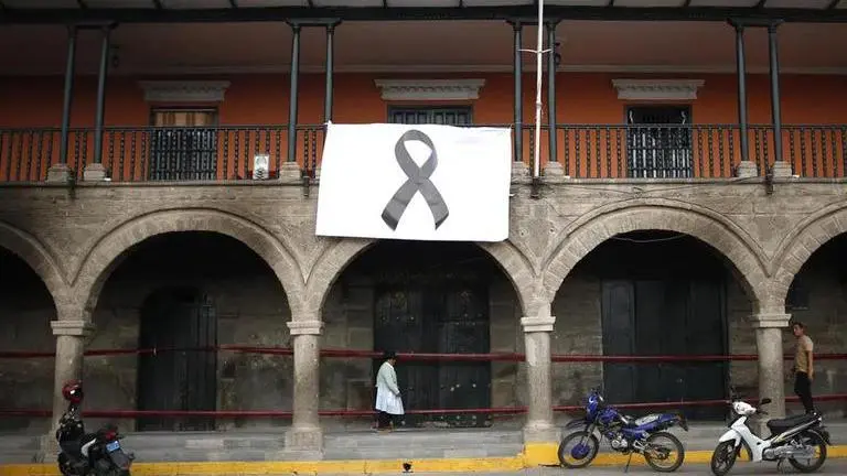 black ribbon displayed as a symbol of people who were killed during protests