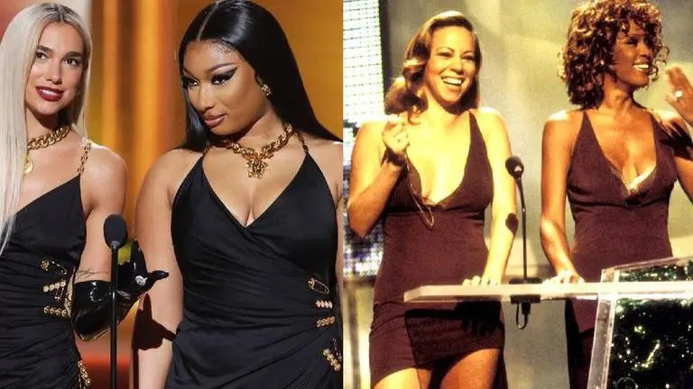 Dua Lipa and Megan Thee Stallion recreate Whitney Houston-Mariah Carey's iconic VMA moment Grammys 2022