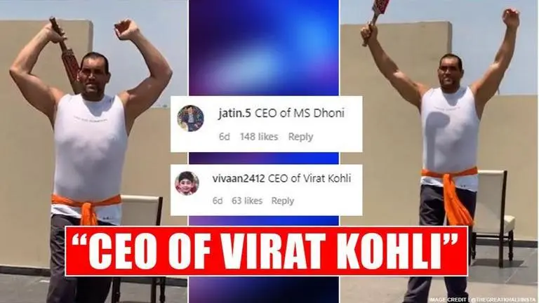 The Great Khali has unique way of playing cricket; netizens drop humorous 'CEO' comments