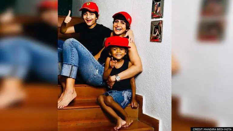 Mandira Bedi begins a cheery day with her little 'partner in crime'; see pic Mandira Bedi