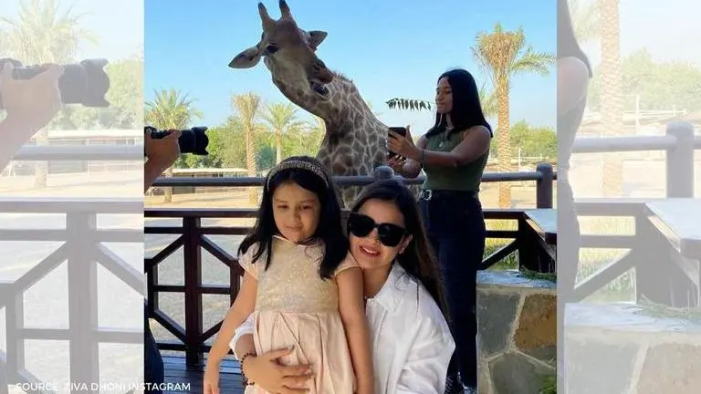 MS Dhoni's daughter Ziva spots giraffe excitedly at famous Dubai landmark; see pictures MS Dhoni