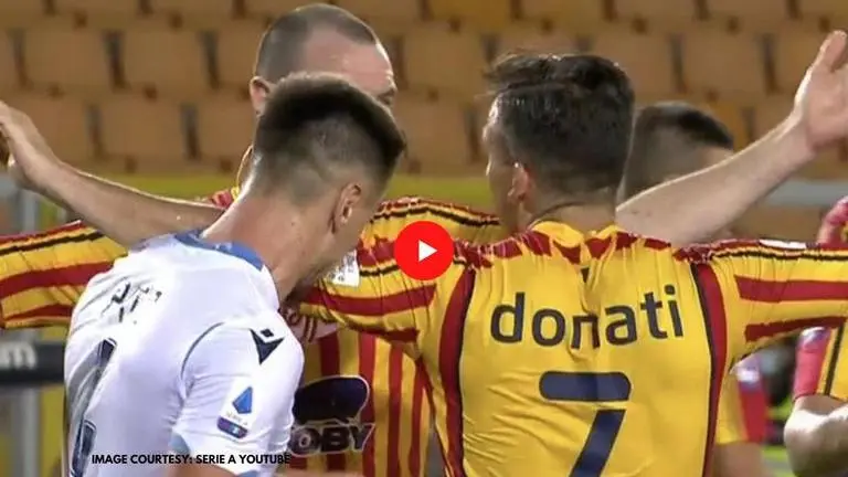 Lazio defender Patric does a Suarez, sent off after biting Lecce's Guilo Donati: Watch Lazio