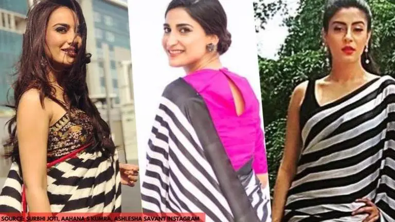 Surbhi Jyoti, Aahana S Kumra, Ashlesha Savant: Who styled B&W Lining Sari better? Surbhi Jyoti
