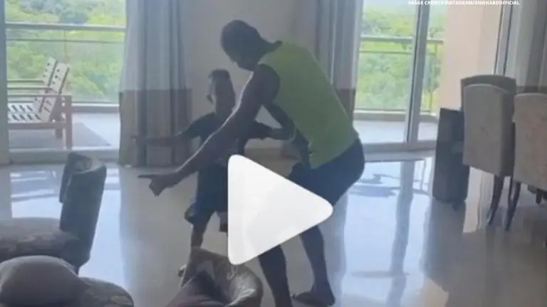 Shikhar Dhawan dances with son to impress wife Aesha, Yuzi Chahal trolls him: Watch Shikhar Dhawan