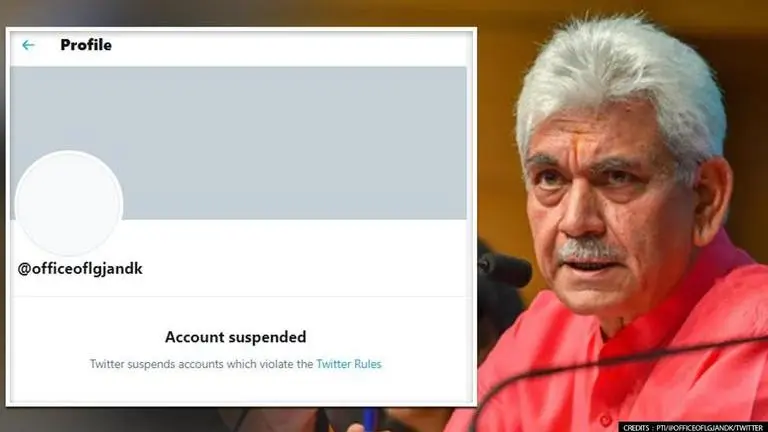 Twitter suspends J&K L-G's official account; Manoj Sinha's office 'hoping it's a glitch' PTI, Twitter: @officeoflgjandk