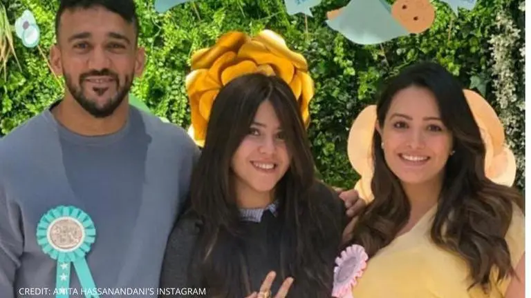 Anita Hassanandani beams in yellow in baby shower organised by Ekta Kapoor, see pics Anita Hassanandani