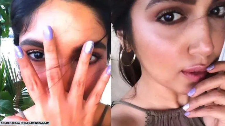 Bhumi Pednekar shares glimpse of her shiny nail art, here's how you can do it at home Bhumi Pednekar