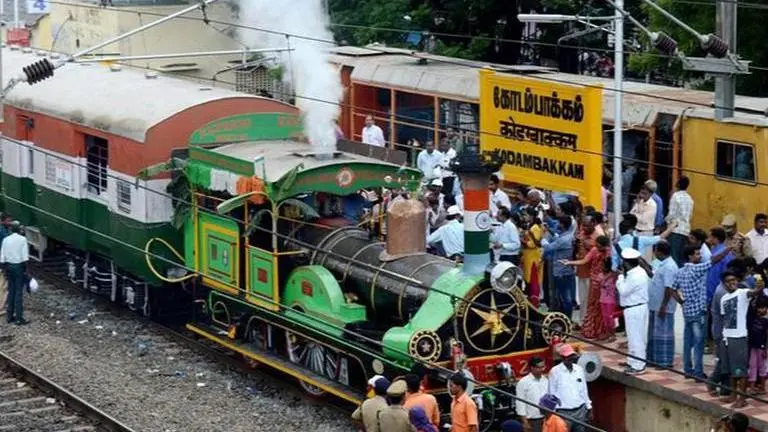 Tourists get a heritage ride in Chennai, in the world's oldest working steam engine Tourists