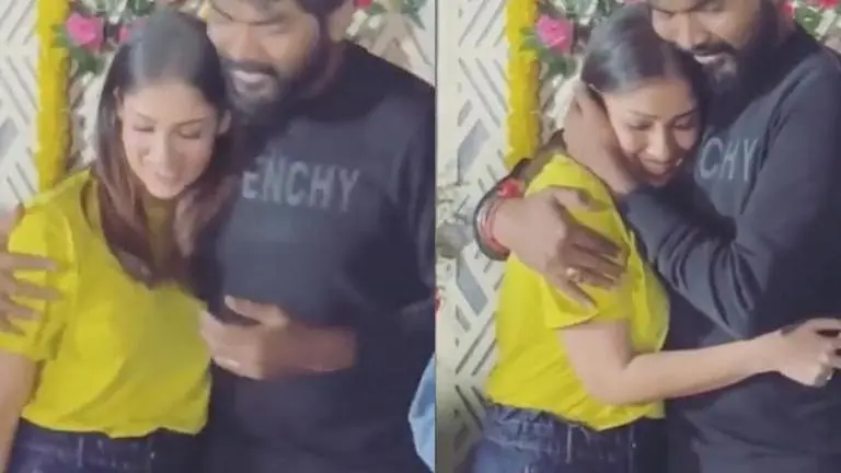 Nayanthara, Vignesh Shivan cut massive cake amid fireworks show to celebrate her birthday Nayanthara