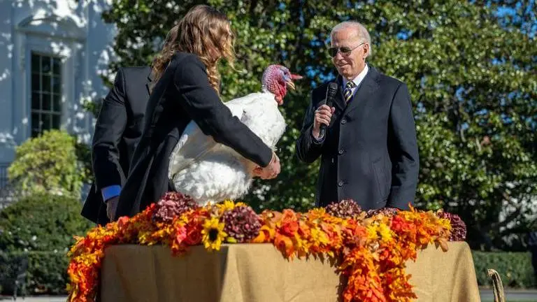 Biden pardons turkeys but his bizarre claim about Delaware's chickens raises eyebrows Biden