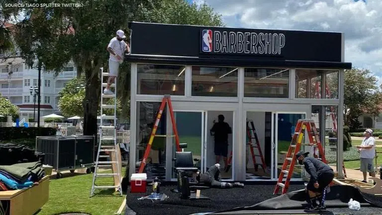 NBA barbershop from 2K neighbourhood being built by league at Orlando bubble NBA barber shop