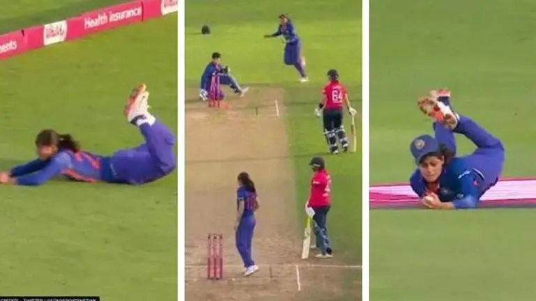 India's Radha Yadav pulls off Jonty Rhodes-esque catch and run-out vs England- WATCH Radha Yadav, Jonty Rhodes, India women vs England women, IND vs ENG, Radha Yadav catch, Radha Yadav fielding, Radha Yadav run out, india vs england