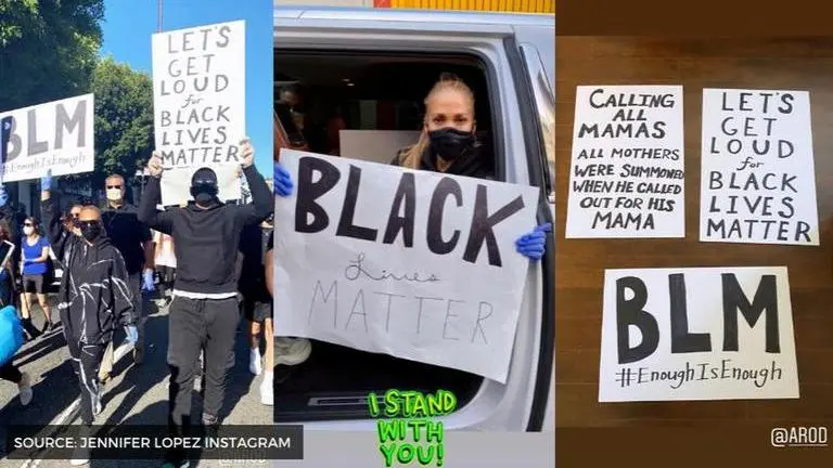 Jennifer Lopez and Alex Rodriguez join LA protest with 'Black Lives Matter' signs Jennifer Lopez