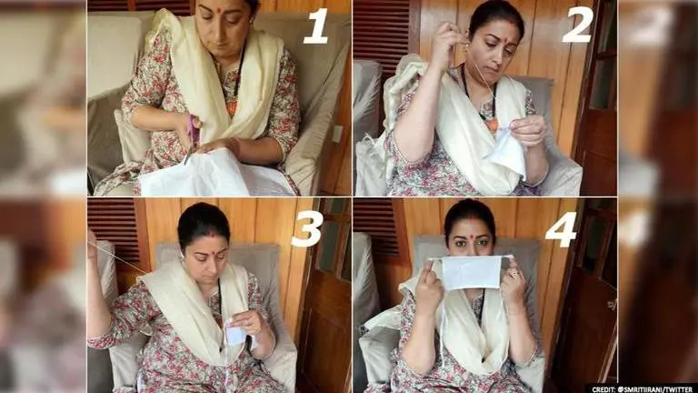 Smriti Irani shows how to stitch face masks using needle and thread; netizens applaud Smriti Irani