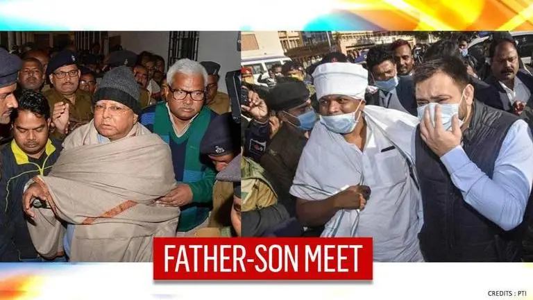 Tejashwi meets father Lalu Yadav at RIMS Hospital; claims 'His kidney function is at 25%' Tejashwi Yadav