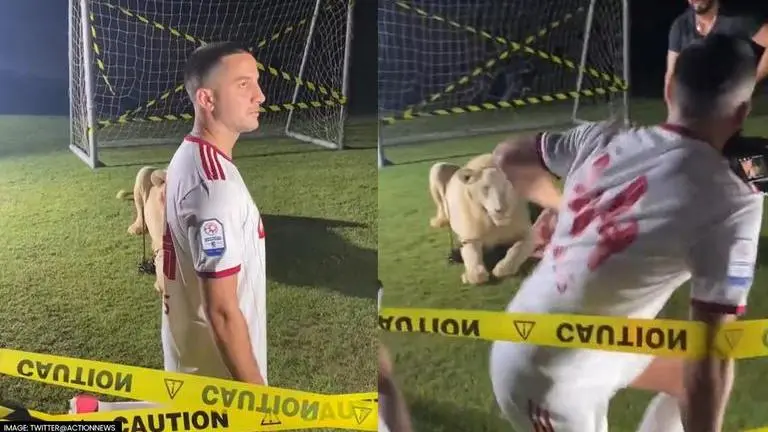 Kostas Manolas gets spooked as new club Sharjah unveils player alongside a lion: WATCH Kostas Manolas