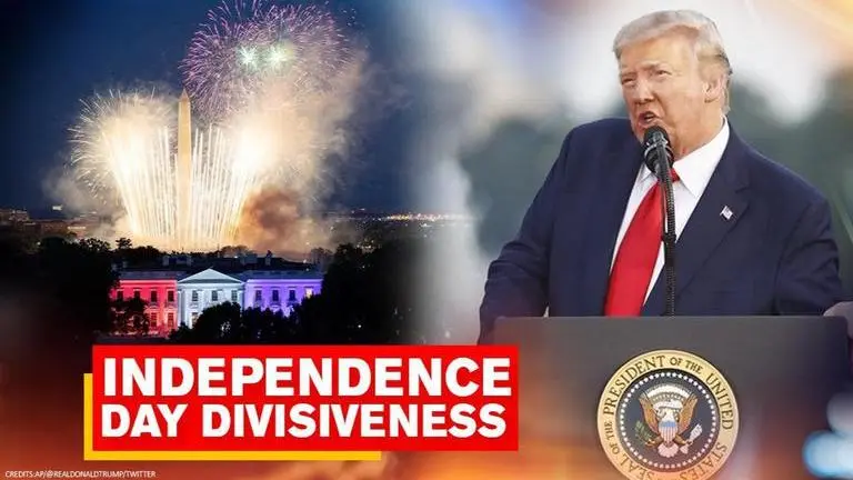 Serenaded by fireworks and little else, Trump slams the enemy within on US' birthday