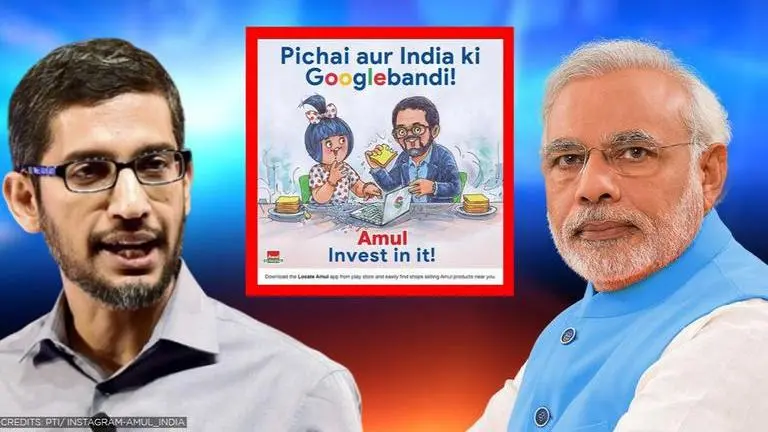 Amul celebrates Google's $10 billion digitization fund for India with creative topical amul