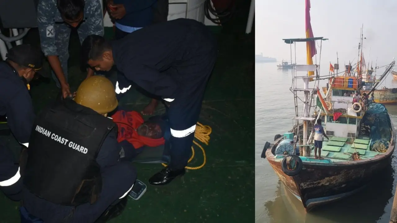 Indian Coast Guard Saves Fishermen in Arabian Sea Medical Emergency Off Mumbai Coast The ICG ship Samudra Prahari was diverted from its regular duties to help