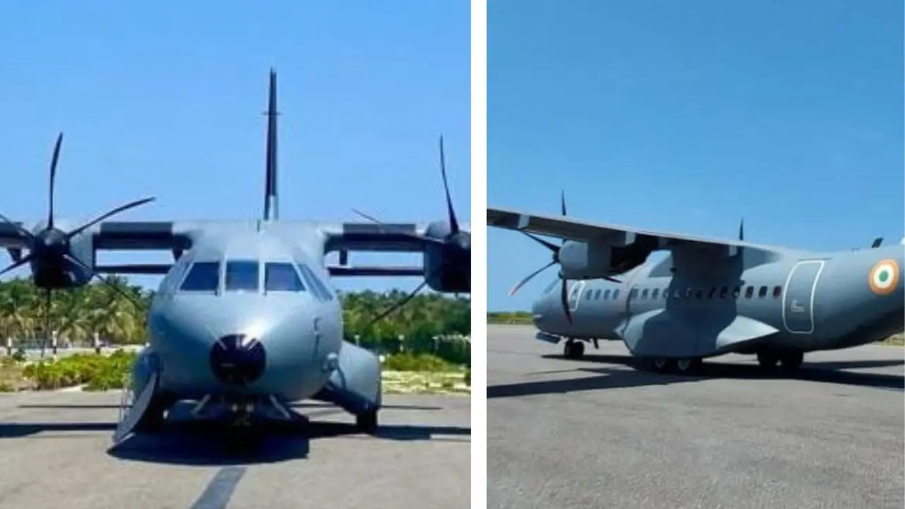 IAF's Newest Airbus C-295 MW Aircraft Makes Maiden Landing at Agatti Airport, Lakshadweep Indian Air Force C-295 Medium Weight Tactical Transport aircraft