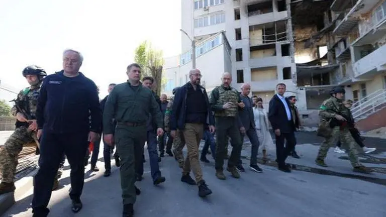 EC chief Charles Michel takes shelter during Odesa visit as Russian missiles rattle city European Council president