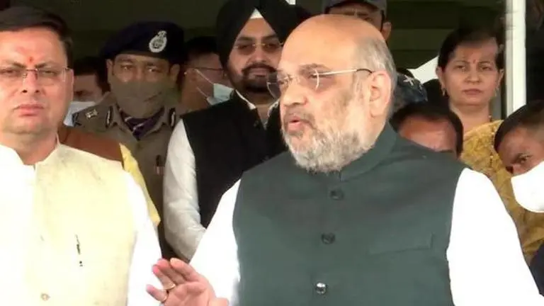 Uttarakhand Floods: Union Min Amit Shah conducts aerial survey of impact with CM Dhami Uttarakhand