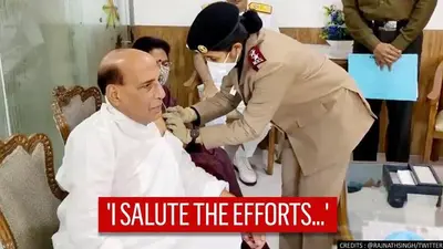 Rajnath Singh receives 1st dose of Covid vaccine, hails India's resolve to fight pandemic Rajnath Singh