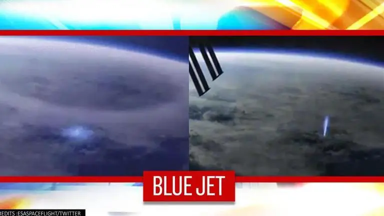 Blue jet spotted by astronauts aboard International Space Station | Watch